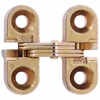 SOSS Concealed Hinge: Brass, 1 in Leaf Ht, 3/8 in Leaf Wd, Full Mortise Mounting, 2 Holes per Leaf (MPN 100CUS4)