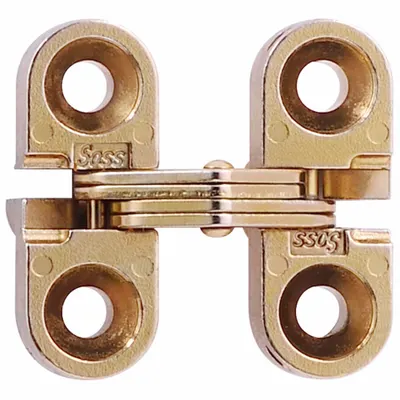 SOSS Concealed Hinge: Brass, 1 in Leaf Ht, 3/8 in Leaf Wd, Full Mortise Mounting - Full Mortise-Mount Concealed Hinges
