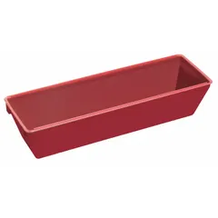 Plastic mud pan for holding and carrying joint compound during drywall finishing. Overall dimensions: 4 3/4 in width, 13 3/4 in length, 3 1/4 in depth. Plastic construction resists rust and is easy to clean.