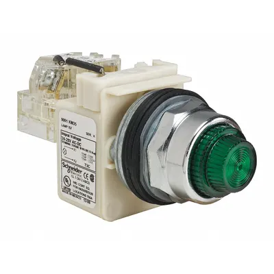 SCHNEIDER Pilot Light: 30 mm Panel Mounting Size, Green, Incandescent - Incandescent Pilot-Lights