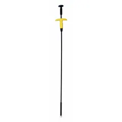 This illuminated mechanical-claw pickup tool features four jaws with a 1-inch jaw capacity, a fixed shaft, and a flexible design. Constructed from metal and plastic, it operates via a spring plunger mechanism. The built-in light aids visibility in confined spaces, making it suitable for retrieving dropped parts or debris in automotive, industrial, and maintenance settings.