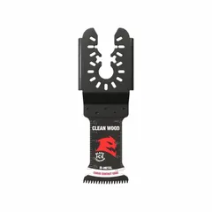 This bi-metal oscillating tool blade has an overall length of 4 1/4 inches and is designed for cutting clean wood. The open-back universal OIS mount fits most oscillating tools. Suitable for plunge cuts, flush cuts, and detail work in wood, trim, and molding.