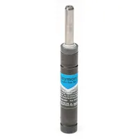 Gas spring with 152 lbf force and 9 35/64 in extended length. M6 rod thread size. End fittings not included. Used for controlled motion and lifting assistance in industrial equipment such as machine guards, access panels, and material handling systems