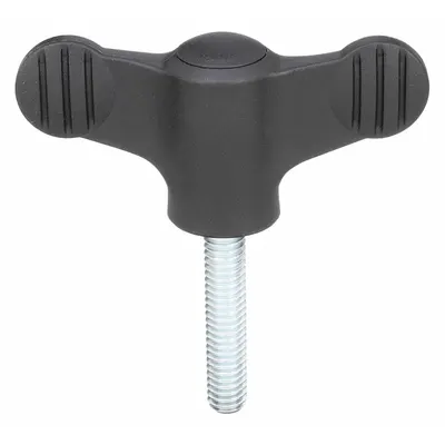 KIPP Hand Knob: Wing, Plastic w/ SS Thread, 1/4"-20 Thread, 20 mm Thread Lg - Wing Knobs with Threaded Stud