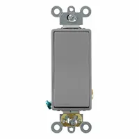 LEVITON Wall Switch: Rocker Switch, Single Pole, Maintained, Gray, 120/277V AC, 20 A (MPN 5621-2GY)