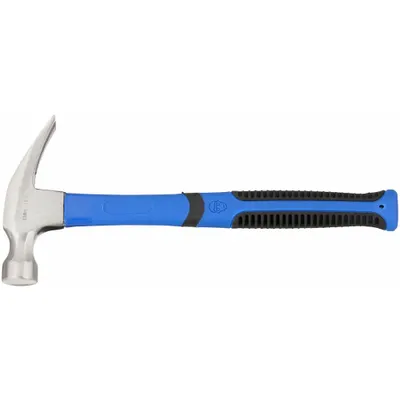WESTWARD Straight Claw Hammer: Steel, Ribbed Grip, Fiberglass Handle, 16 oz Head Wt - Steel Straight-Claw Hammers