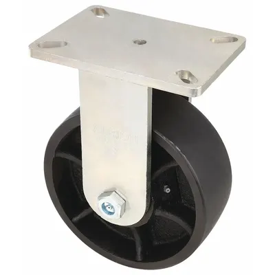 COLSON Plate Caster: Rigid, Iron, 6 in Wheel Dia, 3 in Wheel Wd, 7 1/2 in Mounting Ht - Extreme-Duty General-Purpose Kingpinless Plate Casters