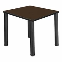 KEE Cafe/Breakroom Table: Laminate, Walnut, 29 in Overall Ht - Max, 30 in Overall Wd, Square, Black (MPN TB3030NWBPBK)