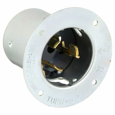 HUBBELL Locking Inlet: Non-NEMA, Silver, 480V AC, 50 A, 3 Pole - General Purpose Inlets