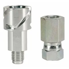Siphon spray gun adapter for DeKups series cups. Connects a cup to the spray gun for paint or coating application. Compatible with manufacturer model number COMM-HS1-12.