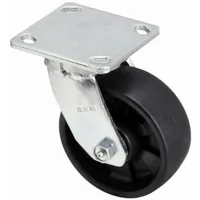 RWM Plate Caster: Swivel, Rubber, 5 in Wheel Dia, 2 in Wheel Wd, 6 1/2 in Mounting Ht, Roller (MPN 47-PNR-0520-S)