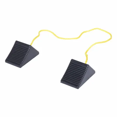VESTIL Wheel Chock: Rubber, 8 1/8 in Overall Lg, 5 in Overall Wd, 4 1/8 in Overall Ht - Secure-Grip Rubber Wheel Chocks