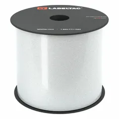 Continuous label roll for use with LabelTac Pro X printer. White gloss vinyl material suitable for indoor and outdoor applications. Measures 4 in x 75 ft. Thermal transfer printing produces durable labels for facility identification, pipe marking, and hazard warnings.