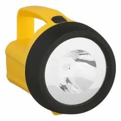 This plastic flood beam lantern provides 80 lumens of light with a 175-meter maximum beam distance. It operates for up to 70 hours at maximum brightness and includes a non-slip grip for secure handling. Suitable for area illumination in camping, emergency preparedness, and outdoor work. Comes with D batteries.
