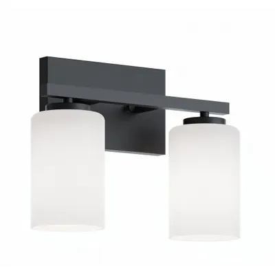 AFX INC. Decorative Vanity: Black, 60 W, 120V AC, Dimmable, 13 in Lg, 5 1/2 in Wd - Leo Vanity Lights