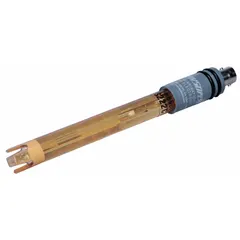 pH electrode with a round epoxy body and single junction. Measures pH from 0 to 14. Features a BNR connection type and 1/2 in overall diameter. Suitable for general-purpose pH measurement in aqueous solutions.