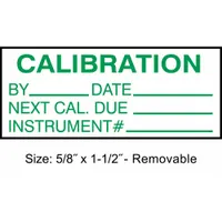 Calibration Label: Calibration, 1 1/2 in Wd, 5/8 in Ht, Green/White, Polyester, Indoor, 350 PK (MPN TCR-22133)