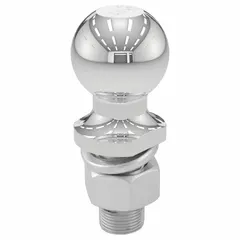 Steel trailer ball with chrome finish, 2-inch diameter, and 6,000 lb gross vehicle weight capacity. Suitable for Class III/IV towing applications requiring a corrosion-resistant connection point for trailers, boats, or equipment.