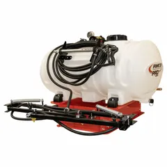 This FIMCO tailgate sprayer features a 45-gallon tank and is designed for mounting on tractors or utility vehicles. The cordless operation eliminates the need for a wired power connection, making it suitable for field spraying tasks such as weed control, pest management, and liquid fertilizer application.