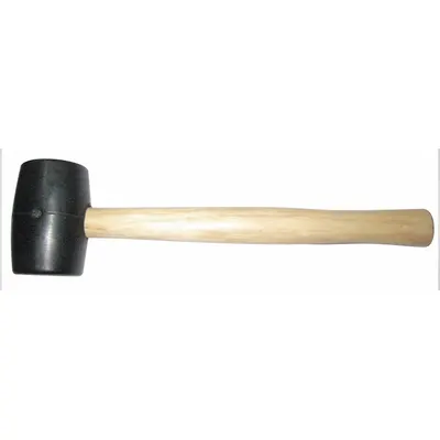 WESTWARD Rubber Mallet: Wood Handle, 2 lb Head Wt, 2 1/2 in Dia, 4 5/8 in Head Lg - Rubber Mallets