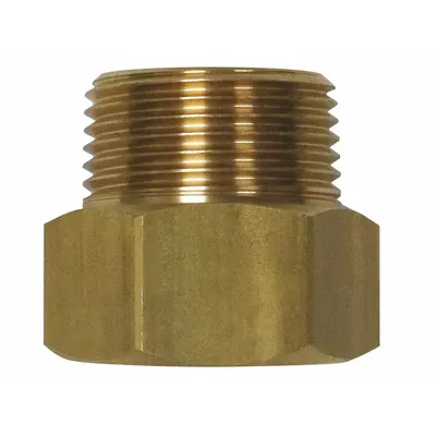 SANI-LAV Hose Adapter: Brass, Brass, 1 1/8 in Overall Lg, 3/4 in Inlet Connection Size - Faucet Sprayer Hose Adapters