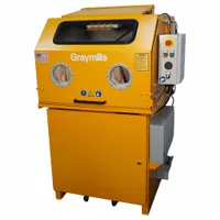 This manual spray wash cabinet is constructed of stainless steel and designed for use with water-based aqueous solutions. It operates on 120V AC and includes an elevated work shelf. The unit is UL508A certified. Typical applications include cleaning industrial parts to remove oils, greases, and soils in manufacturing and maintenance facilities