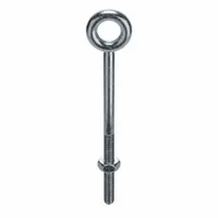 Machinery Eye Bolt: Without Shoulder, Steel, Zinc-Plated, 1/4"-20 Thread Size, 1 1/2 in Thread Lg (MPN N2001-2)