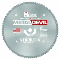 MORSE Circular Saw Blade: 14 in Blade Dia., 90 Teeth, 0.08 in Cut Wd, 1 in Arbor Size, Carbide (MPN 102889-WWG)