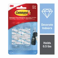 COMMAND Hook: 1/2 lb Wt Capacity, 1 Points per Hook, Clear, 1 3/32 in Overall Ht, 6 PK (MPN 17006CLR-ES)