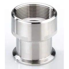 This straight adapter connects sanitary tubing of different sizes, with a clamp end for 1 1/2 in OD tube and a threaded end for 3/4 in OD tube. Made of 316 stainless steel, it is suitable for hygienic processing applications. Complies with FISA standards.
