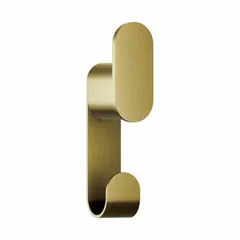 This BRADLEY robe hook is constructed from stainless steel with brass accents. It has a weight capacity of 50 lb and measures 5 3/8 in x 1 1/4 in x 1 3/4 in. Suitable for hanging robes, towels, or garments in bathrooms or changing areas.
