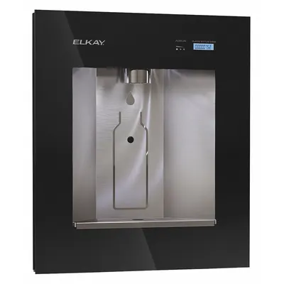 ELKAY Bottle Filling Station: In-Wall, 1.5 gph @ 50°F, Stainless Steel, Black - In-Wall Bottle Fillers