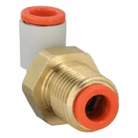 SMC Push-Fit Elbow Fitting: 1/4 in OD x 1/4 in OD Size, Push-to-Connect x Push-to-Connect, Brass (MPN KQ2LE07-00A)