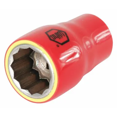 WIHA Insulated Socket: 1/2 in Drive Size, 11 mm Socket Size, 1 1/2 in Overall Lg - 1/2" Drive Metric Insulated Hand Sockets