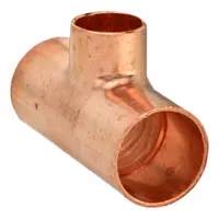 NIBCO Sweat Fitting Tee: 3/4 in CTS x 3/4 in CTS x 1/2 in CTS, Cup x Cup x Cup, Wrot Copper (MPN 9098551)