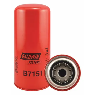 BALDWIN FILTERS Oil Filter: B7151, 1-12 Thread Size, 9 1/8 in Overall Ht, 4 1/4 in Outside Dia - Spin-On Oil Filters