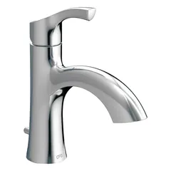 Metal bathroom faucet with chrome finish, single-post arc design, and lever handle. Flow rate of 1.2 gpm. Includes 50/50 pop-up waste assembly. Suitable for sink installations in residential or commercial settings.