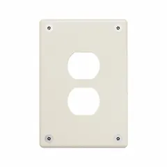 This LEGRAND tamper-resistant wall plate is designed for duplex outlets in a 1-gang configuration. Constructed from steel with an ivory finish, it includes Allen head screws for secure installation. The jumbo size provides additional coverage, making it suitable for standard electrical outlet applications in residential or commercial settings.