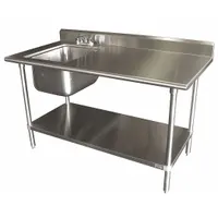 ADVANCE TABCO Work Table with Sink: 1 Bowls, 40 1/2 in Overall Ht, 60 in Overall Lg, 12 in Bowl Dp (MPN KMS-11B-305L)