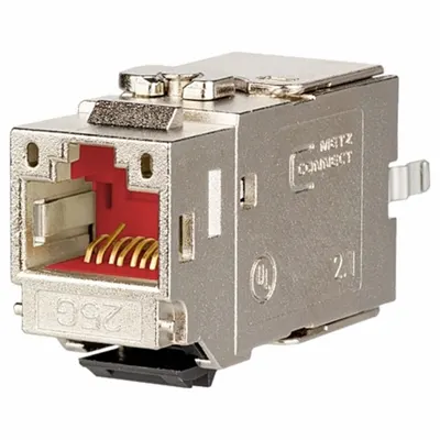 METZ CONNECT Keystone Module: Cat6A, Data/HDBaseT/Power, 8 Poles, Straight, Cable - Device-Side RJ45 Connectors & Couplers