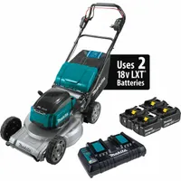 MAKITA Battery-Powered Lawn Mower Kit: Self-Propelled, 21 in Cutting Wd, Variable Speed Settings (MPN XML09PT1)