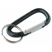 Carabiner: 1 1/8 in Key Ring Dia, Aluminum, Black, 1 3/8 in Overall Wd, 3 1/8 in Overall Ht, 5 PK (MPN 4612005)