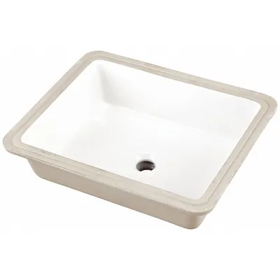 GERBER Bathroom Sink: White, Vitreous China, 19 5/8 in Overall Lg, 15 1/2 in Overall Wd - Undermount Bathroom Sinks without Faucets