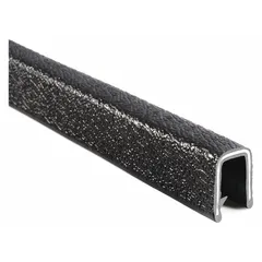 This PVC edge trim features a single gripping finger profile and a metal core for secure attachment. With a 5/8 in leg length and 25 ft overall length, it is suited for protective edging on panels, enclosures, and machinery. The black PVC outer material provides sealing against dust and moisture. UL50E listed (File MH49032).