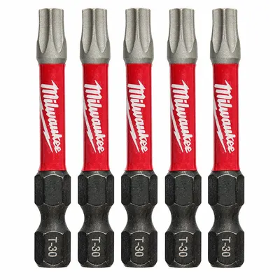 MILWAUKEE Driver Bit: Power Bit, T30 Bit Size, Imperial, Torx Head, T30 Bit Industry Size - Impact Torx Bits