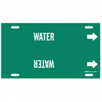 Pipe Marker: Water, Green, White, Fits 8 to 9 7/8 in Pipe O.D., 1 Pipe Markers, With Arrows (MPN 4155-G)