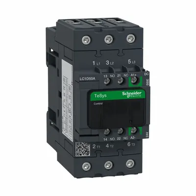 SCHNEIDER Magnetic Contactor: Non-Reversing, 3 Poles, 3NO Contacts, 50 A - Non-Reversing IEC Contactors