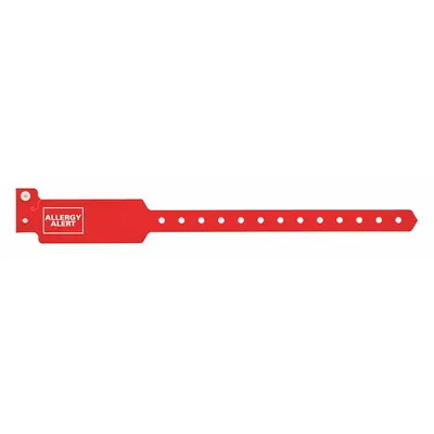 ID Wristband: Allergy Alert, 10 1/4 in Overall Lg, 1 3/8 in Overall Wd, Plastic - Security Wristbands