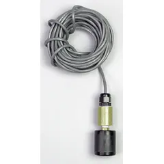 Vertically mounted float switch with SPST open-on-rise contacts. Brass construction with lead wire electrical connections. Requires minimum media specific gravity of 0.56. Used for high- or low-level alarm and control in industrial tanks and vessels.