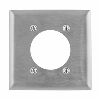 HUBBELL Wall Plate: Single Circular Opening, 2 Gang, Silver - General Purpose Wall Plates